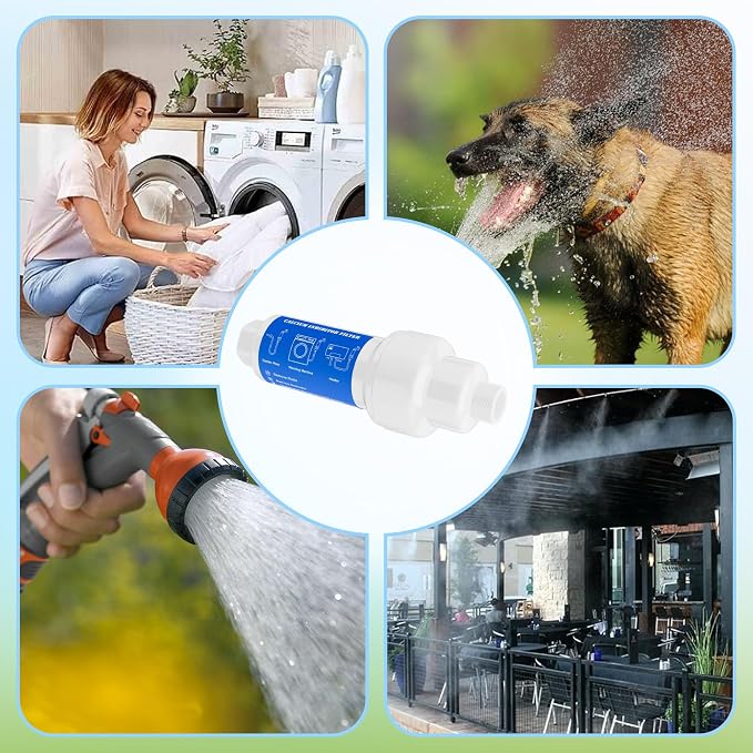 2 Pieces Calcium Inhibitor Filter for 3/4" Standard Garden Hose and Faucets, Inline Sediment Anti-Scale Mister Filter for Outdoor Misting System Mist Nozzle