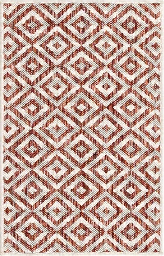 Unique Loom Outdoor Collection Area Rug - Costa Rica (2' x 3' 1' Rectangle, Rust Red/ Ivory)