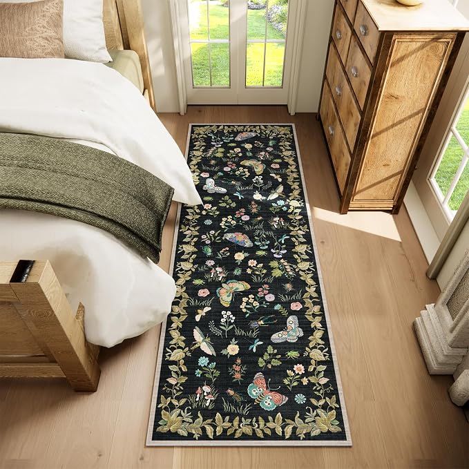 Washable Runners for Hallways Kitchen Rugs: 2'x6' Runner Rug Stain Resistant Non Slip Low Pile Soft Carpet Runners for Hallways Indoor Entryway Kitchen Laundry Room Bedroom Bedside Farmhouse