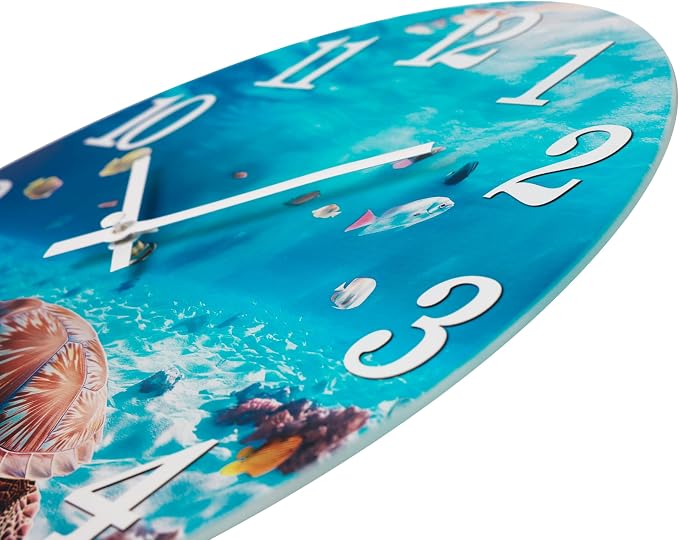 Yoiolclc Outdoor Clock Waterproof Ocean Nautical Wall Clocks for Patio Pool Garden Bathroom Home Decor(12 Inch,Blue,Sea Turtle)