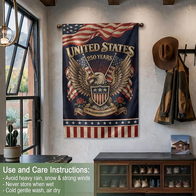 1776-2026 Commemorative, 250 Anniversary Usa Flag, Dualided Design, American 250th Anniversary Patriotic Design, American Flag With Eagle, Garden Flags For Outside 2 (30x40 Inch)