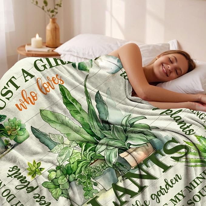 Plant Blanket for Plant Lover,50 * 60in Throw Blanket for Women Girls