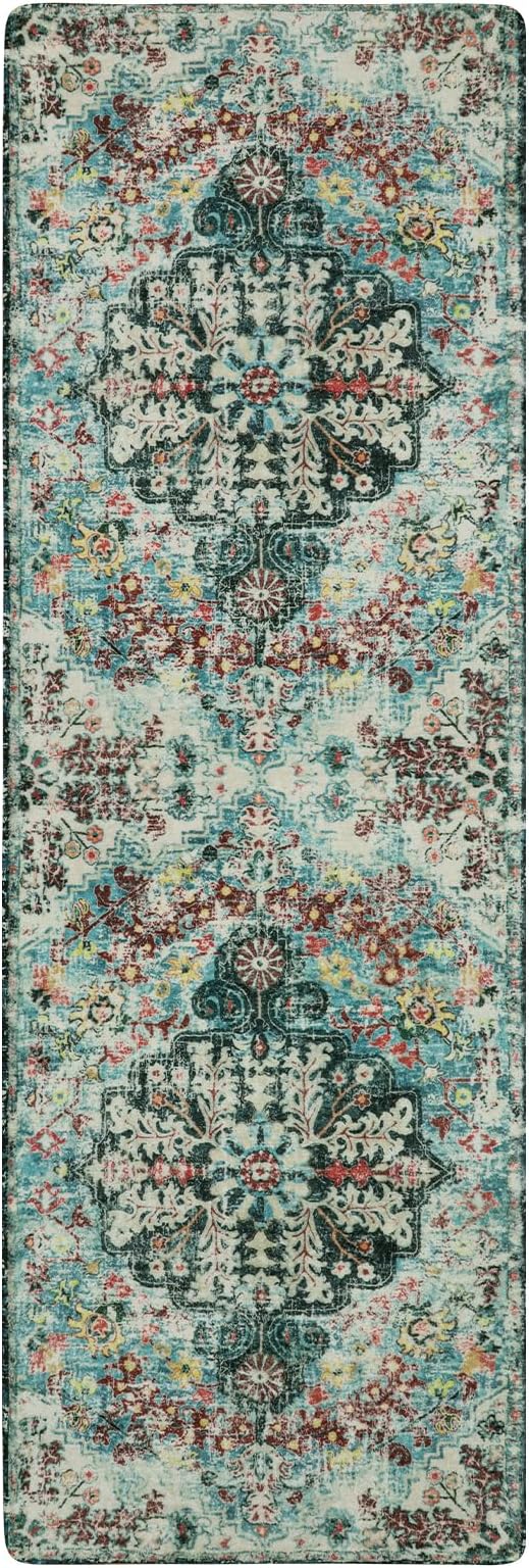 Lahome Reine Bohemian Floral 2x6 Washable Hallway Runner Rug, Non Slip Kitchen Laundry Hallway Rug Runner, Pet Friendly Bathroom Indoor Carpet Runners for RV Camper Entrance Bedroom