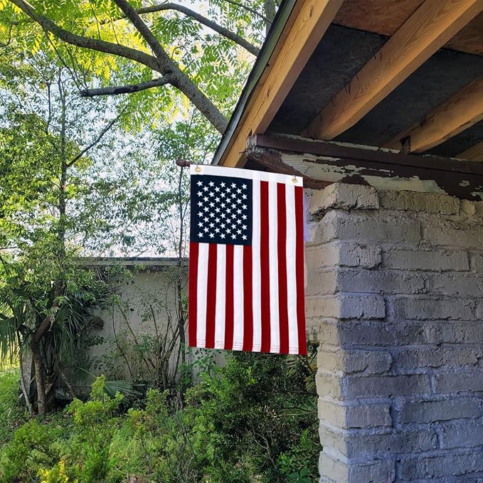 JRED Cotton American Flags for Outside 12x18 Inch US Flag Heavy Duty Outdoor USA Fade Resistant Embroidered Stars, Brass Grommets, Celebrating the 250th Anniversary of USA