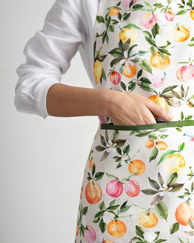 Maison d' Hermine Aprons for women with Pocket 100% Cotton (27.50"x31.50") | Adjustable Neck Strap & long ties Apron Men Chef Wedding Cooking Gardening Server Maid