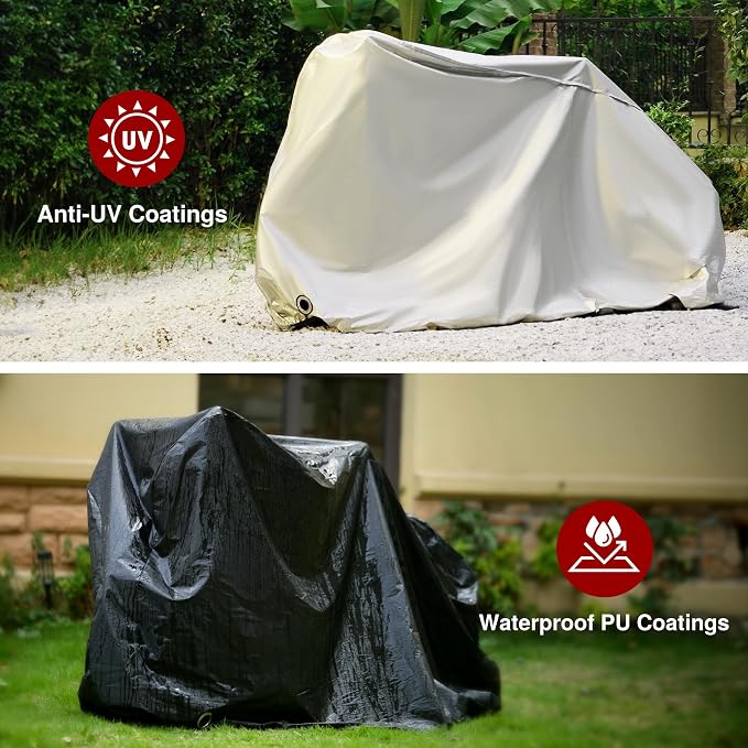 Puroma Bike Cover for 1/2/3 Bikes, Waterproof Outdoor Storage Bicycle Covers Rain Sun UV Dust Wind Proof with Lock Hole for Mountain Road Electric Bike