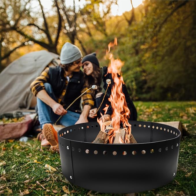 FEBTECH - 38" D x 12" H Smokeless Fire Pit Insert for 40" Fire Pits | Heat Resistant Fire Ring for Versatile DIY In-Ground and Above-Ground Setups, Perfect for Backyard & Outdoor Bonfire