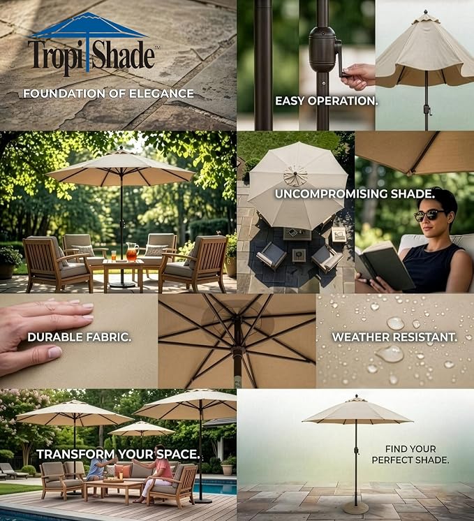Tropishade 11' Umbrella with Premium Beige Olefin Cover (Base not included)