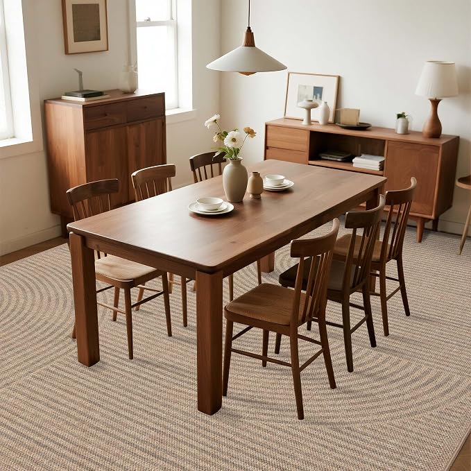Easy Jute Rug 8x10 Outdoor: Natural Area Rugs for Patio Linen-Look Durable - Neutral Large Washable Carpet for Living Room Bedroom Dining Room Non-Slip - Swirl Curved Pattern