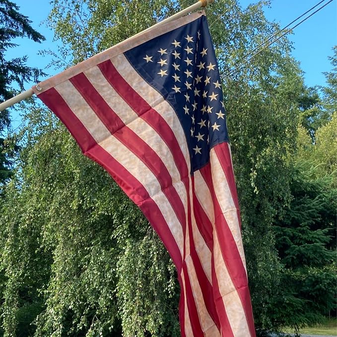 Bradford Vintage American Flag 3x5 ft for Outside, Heavy Duty Tea Stained American Flag Aged Looking for 4th of July Old USA US Flag for 250th Anniversary 4th of July