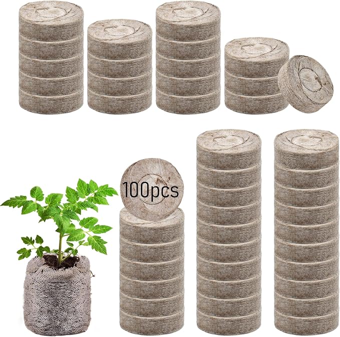 Legigo 100 Pcs 36mm Seed Starter Peat Pellets for Seedlings- Compressed Seed Starter Pods Seed Starting Pellets Plugs Soil Peat Pods for Starting Seeds, Garden Planting Herb Flower Vegetables