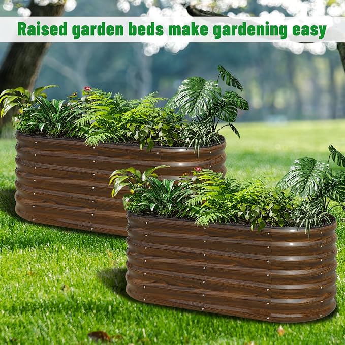SnugNiture Galvanized Steel Raised Garden Bed Kit - 2 Pack 4x2x2 ft Metal Planter Box for Vegetables, Flowers, Herbs | Easy Assembly, Open Bottom Design for Optimal Drainage