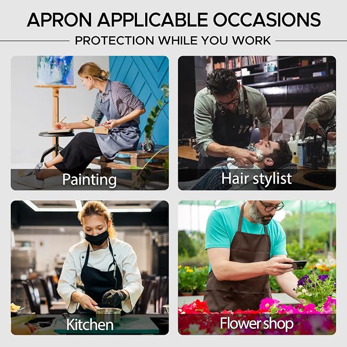 Denim Chef Apron for Women with Pockets, Jean Waitress Server Kitchen Apron for Men Cooking Gardening Painting