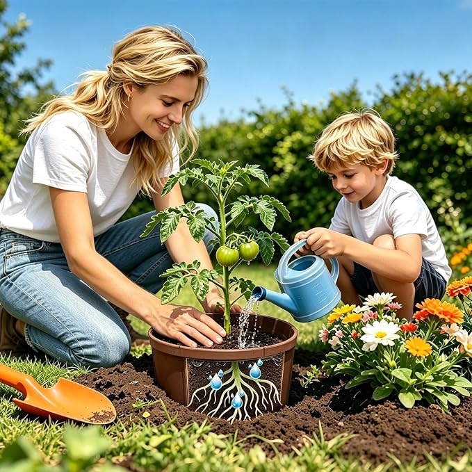 24 Pieces Planting Grow Rings, 7.8-15.16in Adjustable Round Plant Support Rings, Brown Plant Rings for Outdoor Plants – Blocks Pests & Retains Soil Moisture