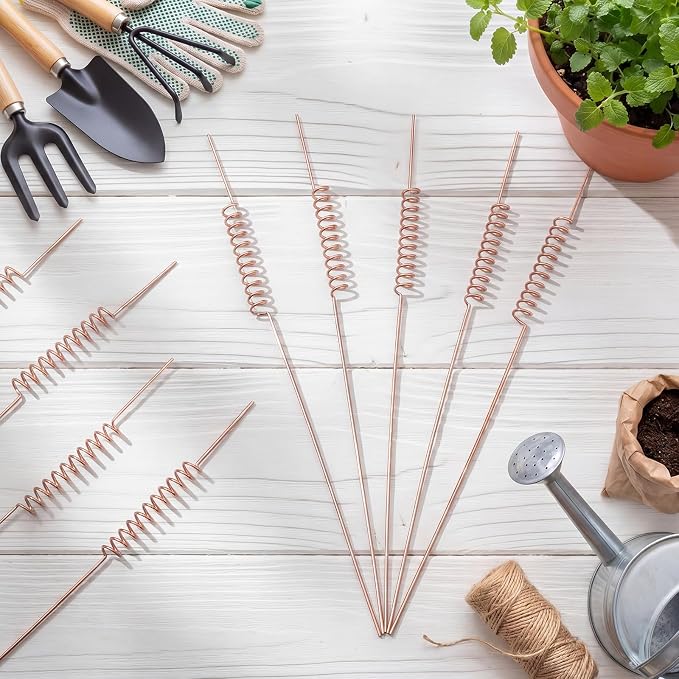 9 Pack Electroculture Plant Stakes Copper Plant Stake 10" Tensor Rings Copper Rods for Garden Electroculture Gardening Coil Wire Antenna for Growing Vegetable Garden Plants Support(Classic)