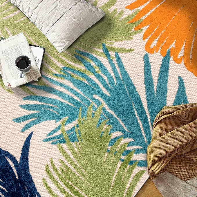 Rugshop Lucca Contemporary Floral Indoor/Outdoor 2' 7" X 6' Multi