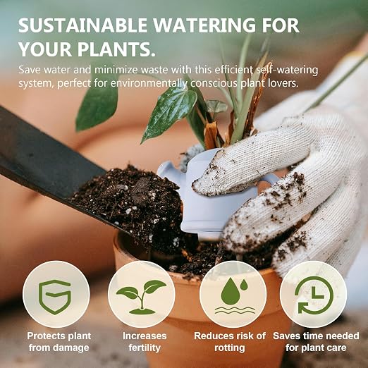 Terracotta Watering Spikes, 4 Pack Plant Watering Devices Self Watering Spikes Vacation Clay Watering Stakes Garden Plant Watering Globes for Indoor & Outdoor Plants