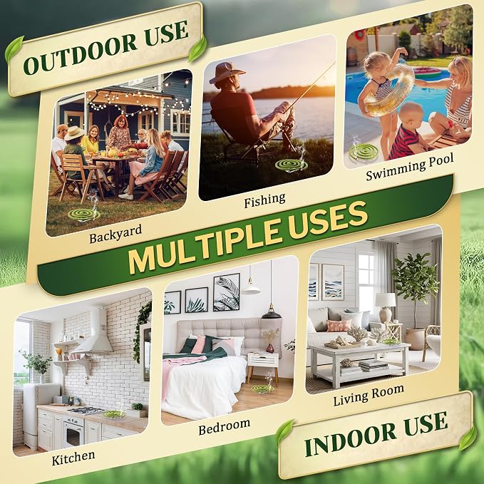 48 Pcs Mosquito Repellent Coils, Natural Citronella Mosquito Coils Indoor & Outdoor, Up to 6 Hours Protection, Safe for Kids & Pets, Repellent for Home, Patio, Camping, Backyard, Poolside