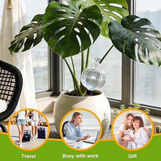 18 Oz Large Plant Watering Globes & Self Watering Bulbs, Water Globes & Bulbs for Indoor Outdoor Plants, Plant Globes Feeders for Watering Plants While Away & On Vacation 4-Pack