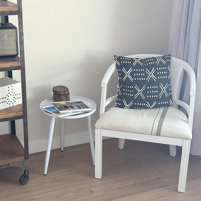 Linpla End/Side Tables - Small Round Accent Table, Metal White Narrow Night Stands with 3 Legs, Ideal for Any Room-Side Tables Living Room, Bedroom, Plant Stand Balcony, Indoor & Outdoor