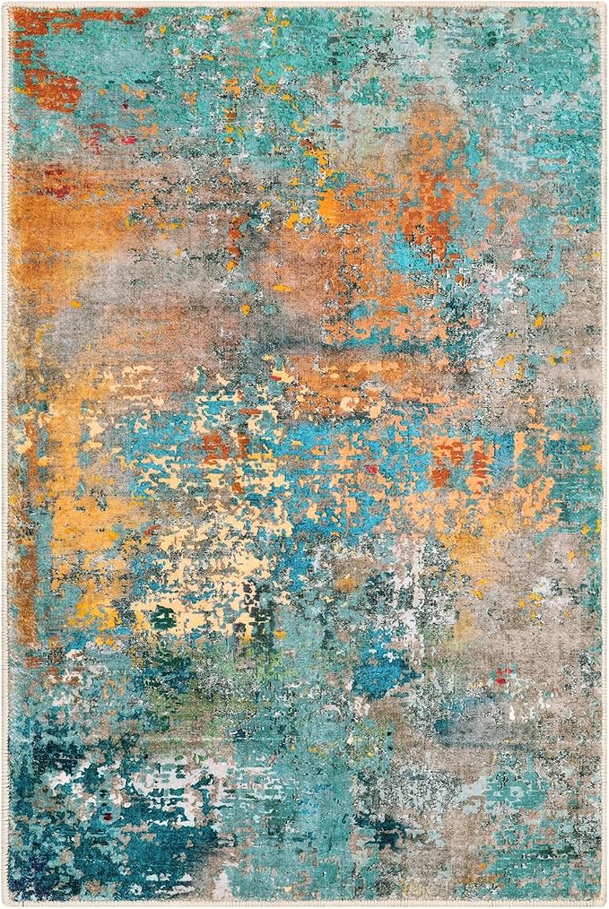 Lahome 2x3 Rugs for Entryway Indoor Entrance, Small Kitchen Rug Non Slip Washable Front Door Mat, Soft Doormat Stain Resistant Throw Carpet for Bathroom Bedroom Modern Colorful
