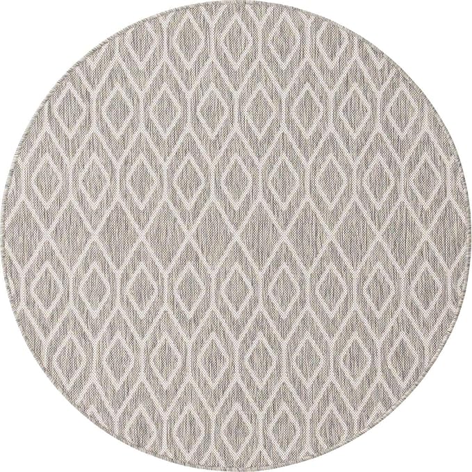 Jill Zarin Outdoor Collection Area Rug - Turks and Caicos (4' Round Gray Cream/Cream)
