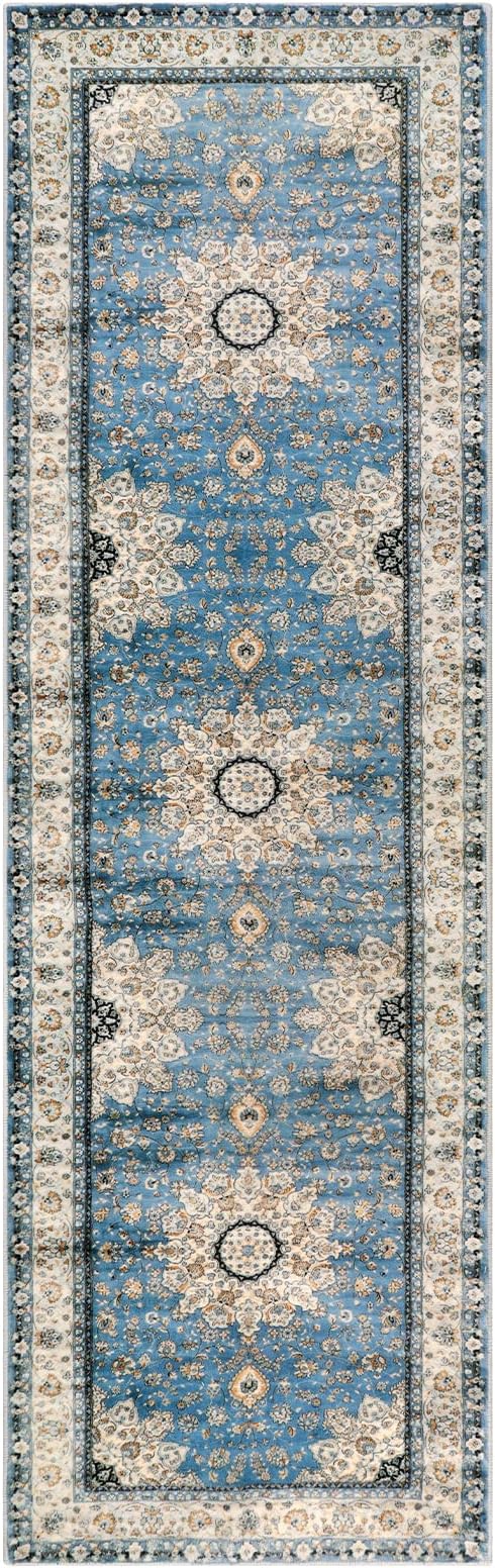 Lahome Felice Oriental Floral Medallion Runner Rug - 2x7 Blue Hallway Runner Rug, Non-Slip Machine Washable Low-Pile Kitchen Entryway Mat Indoor Throw Carpet for Bedside Laundry Bathroom