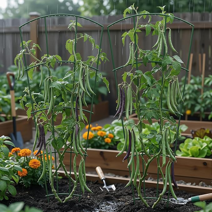 Thealyn 4 Pack 56" Metal Plant Trellis for Pots & Garden Beds, Rustproof Support for Indoor Outdoor Climbing Plants, Vines, Flowers, Fan Shaped, Green