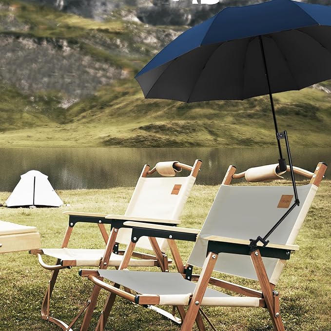UPF 50+ Beach Umbrella with Adjustable Universal Clamp