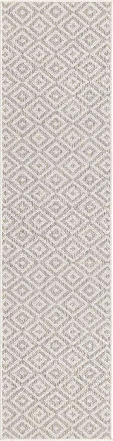 Unique Loom Outdoor Collection Area Rug - Costa Rica (2' x 8' Runner, Light Gray/ Ivory)