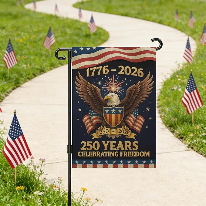 250 Anniversary Usa Garden Flags for Outside, 250 Anniversary USA Flag 1776-2026 Commemorative Patriotic Yard Sign Outdoor Banner Yard Sign 4th of July Decorations Double Sided Waterproof 250 Year American Flag 12x18 Inch