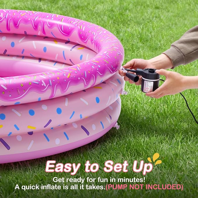 Baby Pool Small Kiddie Swimming Pool 3 Rings Round Pad Indoor Ball Pit | Kiddie Swimming Pool, For Kids & Toddler, Portable Indoor Ball Pit Toys, Outdoor Water Play, For Girl/Boy