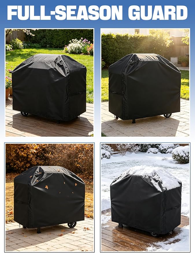 PAMASE 58in Grill BBQ Cover fits Weber Genesis II, LX 300 Series & Genesis 300 Series - Waterproof Gas Cover for Outdoor Grill, UV Fade & Rip Resistant, Compatible with Dyna-Glo, Nexgrill, Char-Broil