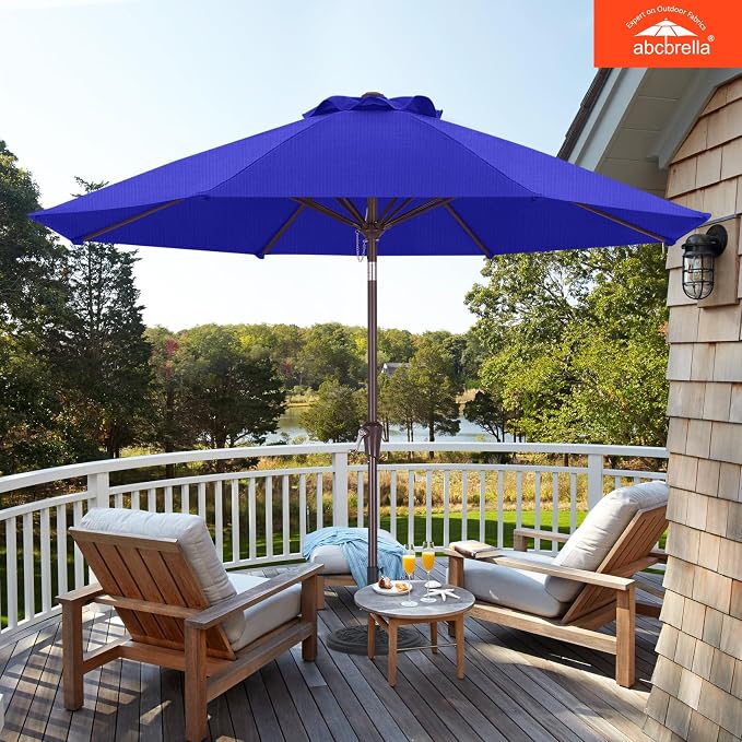 ABCCANOPY OLEFIN® 5-Year No Fading 9FT Patio Umbrella, Outdoor Table Umbrella with 8 Sturdy Ribs for Deck, Backyard, Yard (Deep Blue)