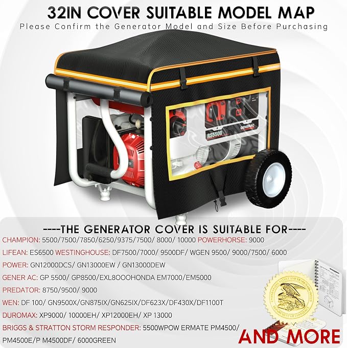 Generator Covers While Running, With Stainless Steel Bracket, Best Portable Universal Waterproof Heavy-duty Inverter Generator Tent Case, Suitable for Westinghouse, Champion, Firman, Predator, Hongda