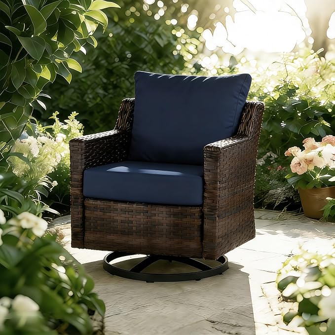 Goodgoods 24 x 24 Outdoor Patio Deep Seat Cushions 2-Pack, 1000+ Hours Fade-Resistant & Water-Resistant Outdoor Furniture Chair Cushions with 35D High-Resilience Foam for Sofa Chair, Indigo