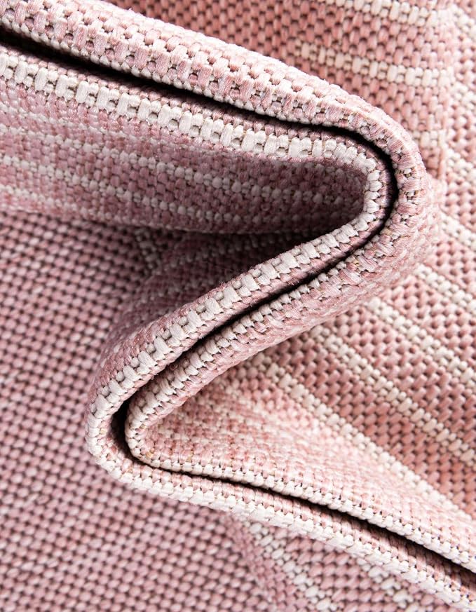 Unique Loom Outdoor Modern Collection Area Rug - Tambor (10' 8" Square Pink/Ivory)