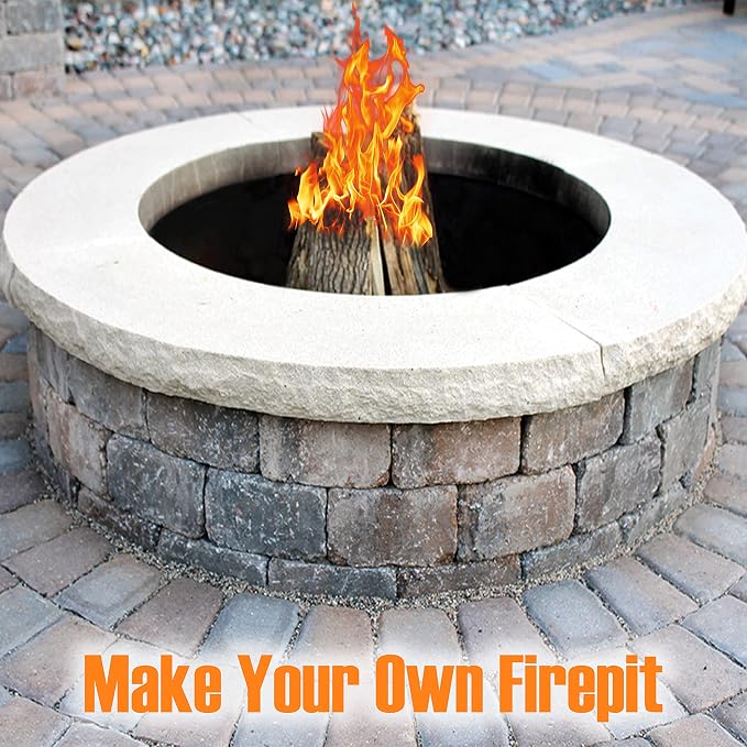 FEBTECH - 45" x 10" Fire Pit Ring Insert - No Bottom 2mm Heavy Duty Steel | Above or In-Ground DIY Fire Ring for Outdoor Garden, Camping, Patio & Bonfire, Fire Pit Liner for Outside Fire Pit Use