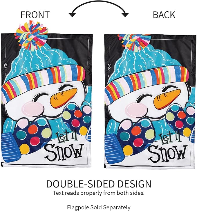 Evergreen Let It Snow-Man House Flags 28"x44" Double Sided, Welcome Garden Flags for Outside, Winter Yard Flags, Christmas Decorations for Home, Porch, Yard