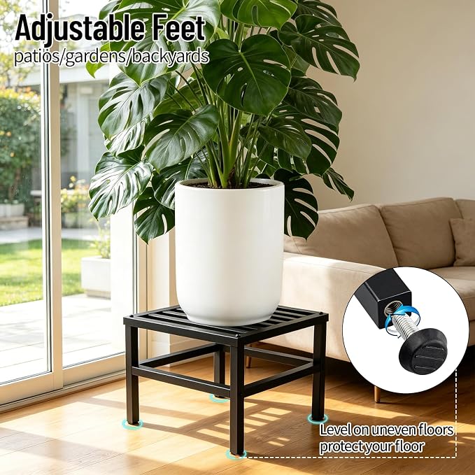 Plant Stand Outdoor Indoor, 2 Pack 20 Inch Large Metal Plant Stand Outdoor Heavy Duty Plant Stands Flower Pot Stand Wrought Iron Pedestal Stand for Garden Patio Living Room