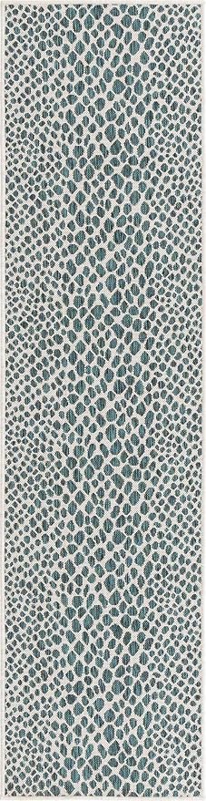Unique Loom Outdoor Collection Area Rug - Cape Town (2' x 8' Runner, Teal/ Ivory)