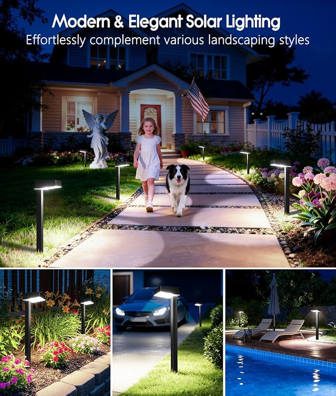 ELECLINK Solar Pathway Lights Outdoor, 8 Pack Garden Lights Solar Powered Path Lights with Larger LED Lens, 2 Light Modes Waterproof Outdoor Solar Light for Yard Driveway Walkway Landscape Patio Lawn