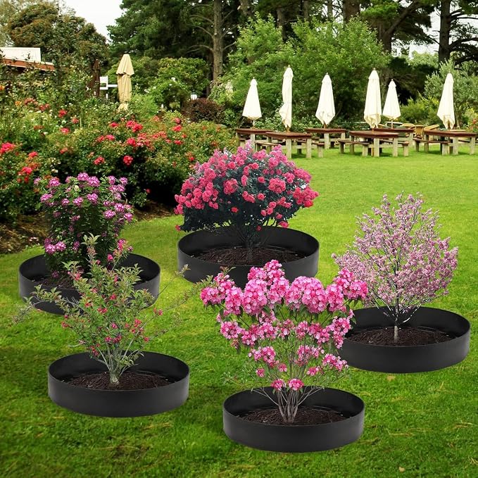 30 Ft Planting Grow Rings with 30 PCS Spikes Plant Rings for Outdoor Plants Planting Ring for Separate Rock and Maintain Moisture(Black)