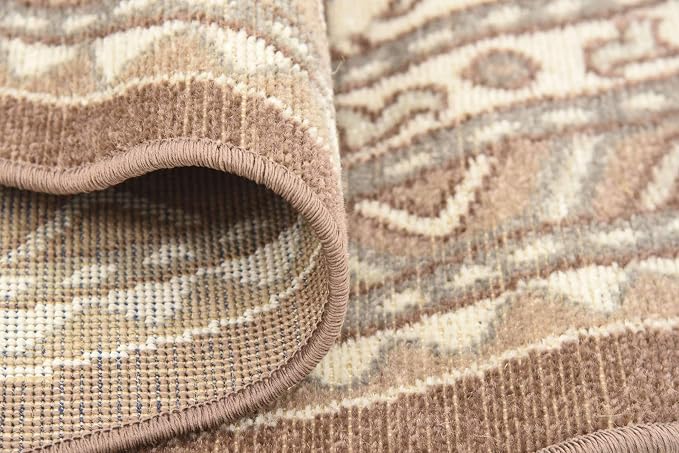 Unique Loom Williamsburg Collection Traditional Border with Dotted Center Area Rug, Round 8' 0" x 8' 0", Brown/Beige