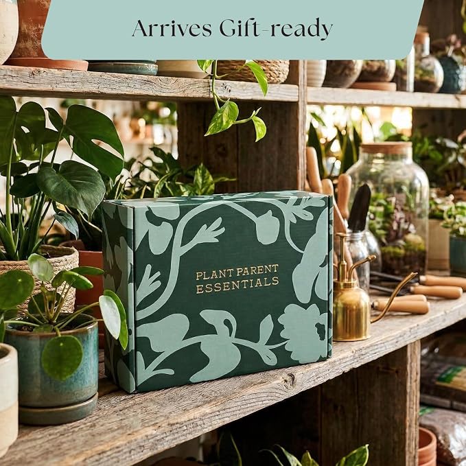 Rosy Soil Plant Parent Essentials Gift Box, Indoor Plant Kit | Gift for Plant Lovers, Gardening Tool Kit, with Peat-Free Houseplant Soil, Terracotta Watering Bulb, Soil Scoop, Plant Brush