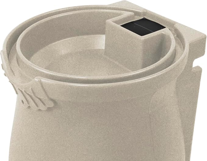Good Ideas RWURN50-SAN 50 Gallon Rain Saver Wizard Barrel Water Storage Urn with Planter Space and 2 Brass Spigots, Sandstone