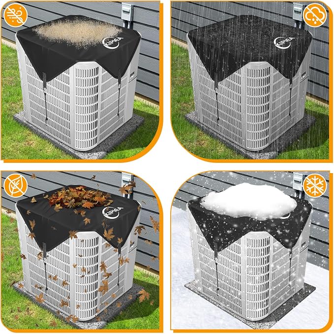 Kipiea Air Conditioning Cover for Outside Units – Heavy Duty 600D Waterproof AC Outdoor Unit Top Protector (32" x 32")