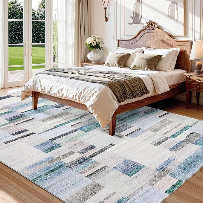 GarveeHome Geometric Area Rug 5x7 Washable Non Slip Bedroom Rug Modern Rugs for Living Room Soft Non Shedding Stain Resistant Low Pile Carpet for Dining Room Office Classroom
