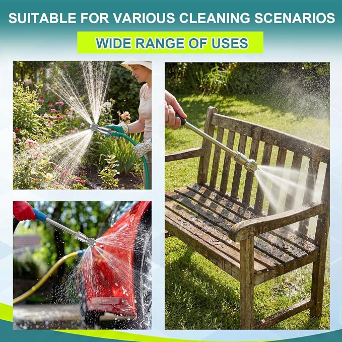 Hicarer 360° Rotating Spray Nozzle 304 Stainless Steel 3/4" Npt Garden Hose Attachment for Patio Cleaning, Small Bucket, Tanks and Dishwashers