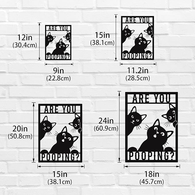 Custom Funny Cat Are You Pooping Metal Wall Art Sign, Personalized Bathroom Humor Decor, Cute Cat Toilet Sign, Quirky Restroom Wall Decor, Funny Gift for Cat Lovers